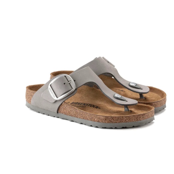 NIB $150 Birkenstock Gizeh Big Buckle Nubuck Leather in Dove Gray - size 37! - Picture 2 of 5